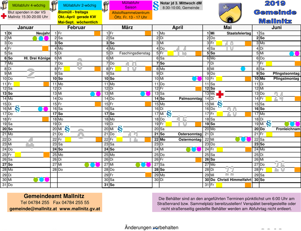 Müllkalender 2019